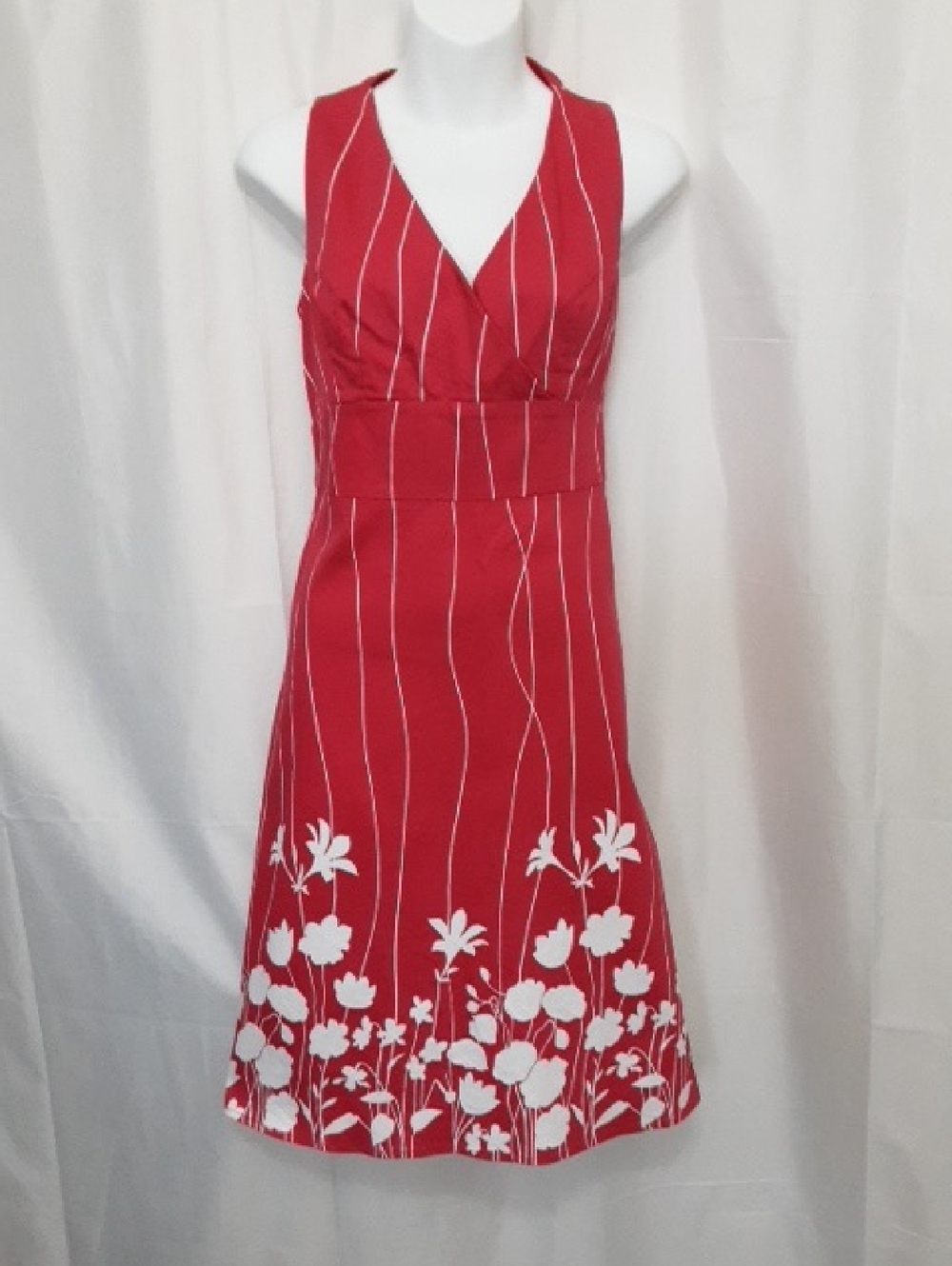 Spense Red and White Floral  Midi Dress